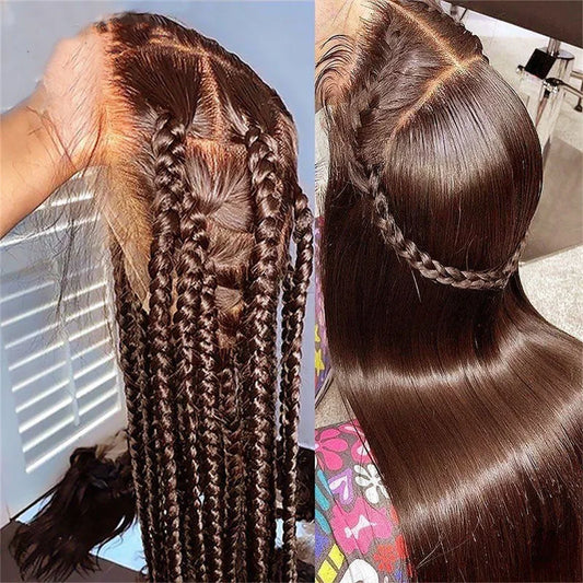 13X6 Chocolate Brown Lace Front Wigs 13X4 Bone Straight Human Hair 30 32 Inch Lace Frontal Colored Wig 100% Brazilian For Women